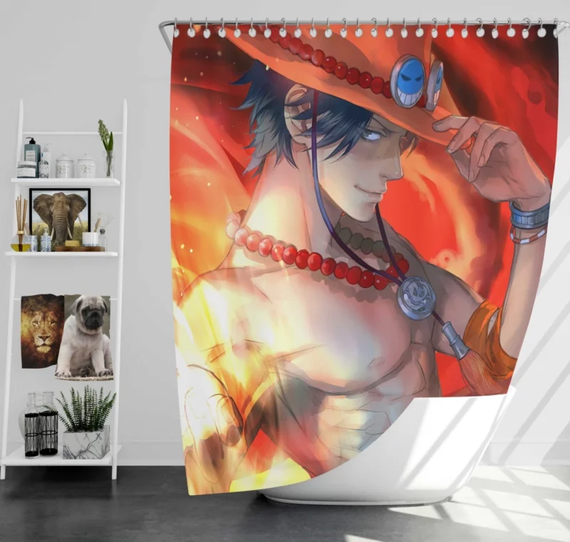 Portgas D. Ace Flaming Spirit Anime Shower Curtain