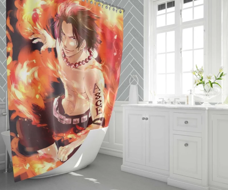 Portgas D. Ace Heart of Flame Anime Shower Curtain 1