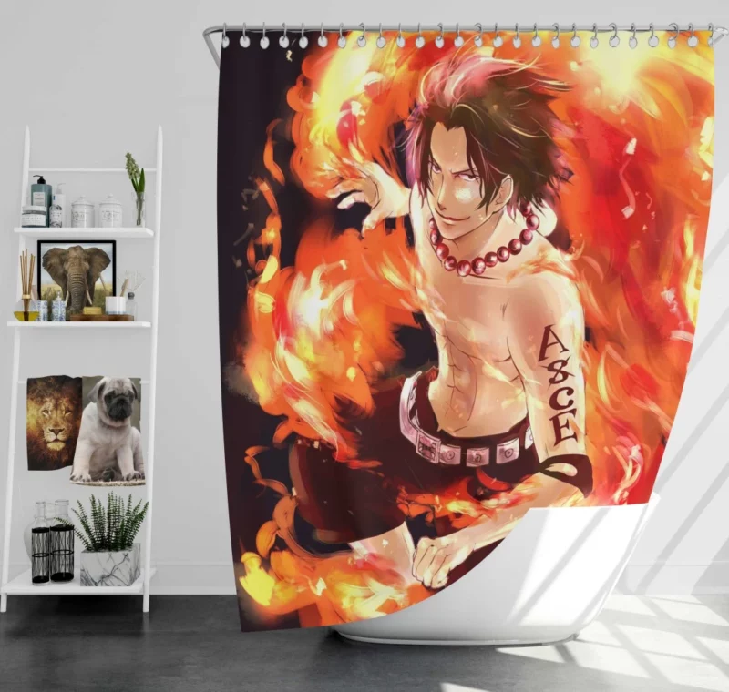 Portgas D. Ace Heart of Flame Anime Shower Curtain