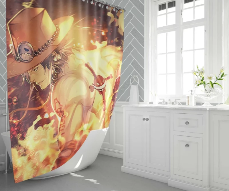 Portgas D. Ace Pyro Pirate Anime Shower Curtain 1