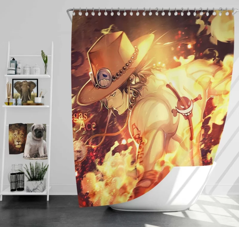 Portgas D. Ace Pyro Pirate Anime Shower Curtain