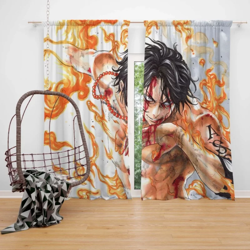 Portgas D. Ace Sailing Flames Anime Curtain