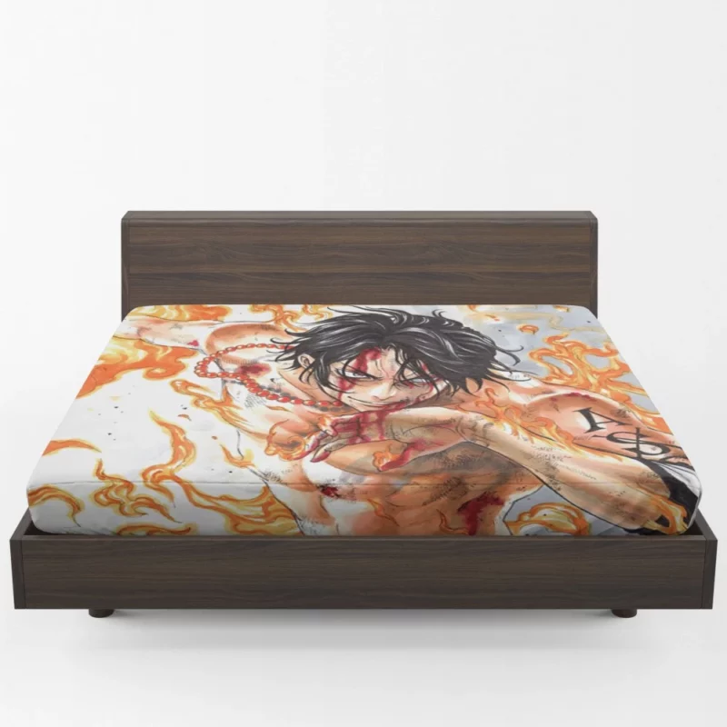 Portgas D. Ace Sailing Flames Anime Fitted Sheet 1