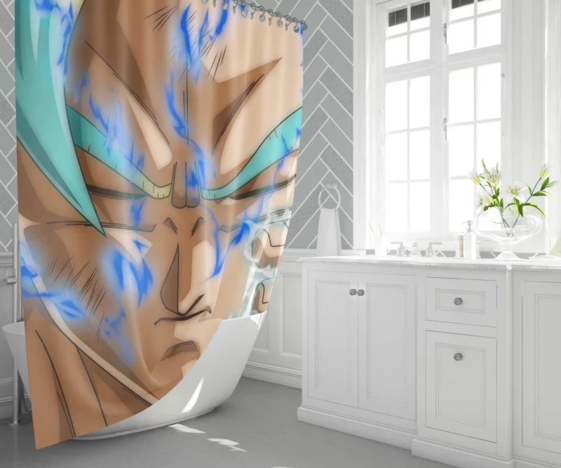Radiant Power Goku Super Saiyan Blue Anime Shower Curtain 1