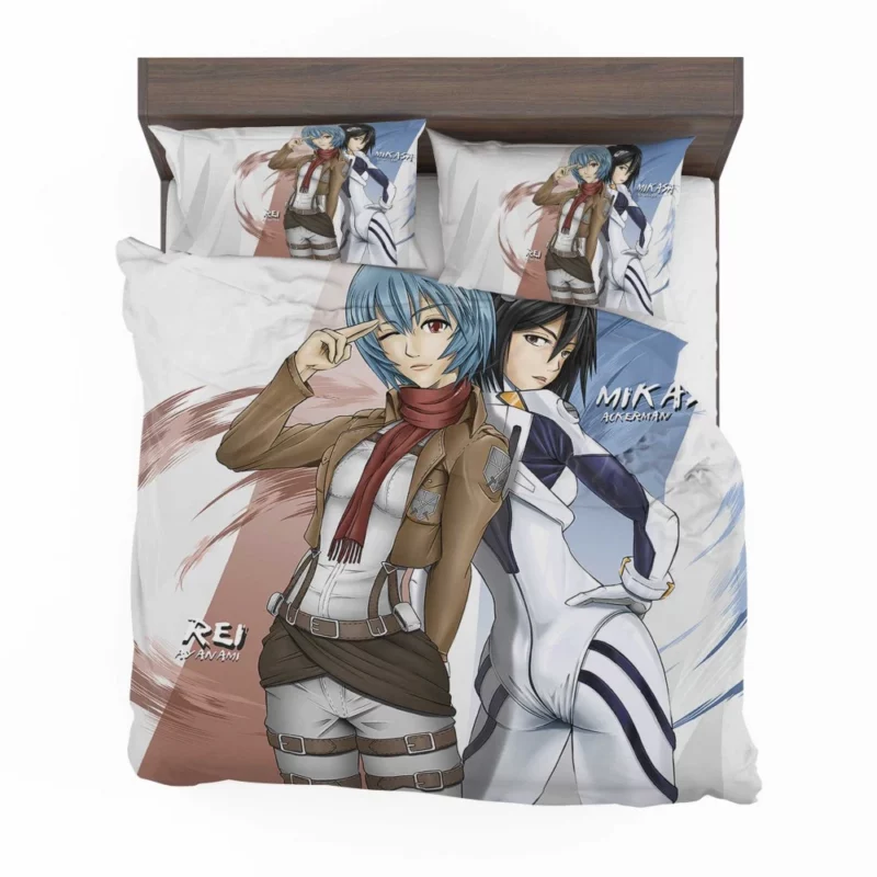 Rei Ayanami and Mikasa Crossover Anime Bedding Set 1