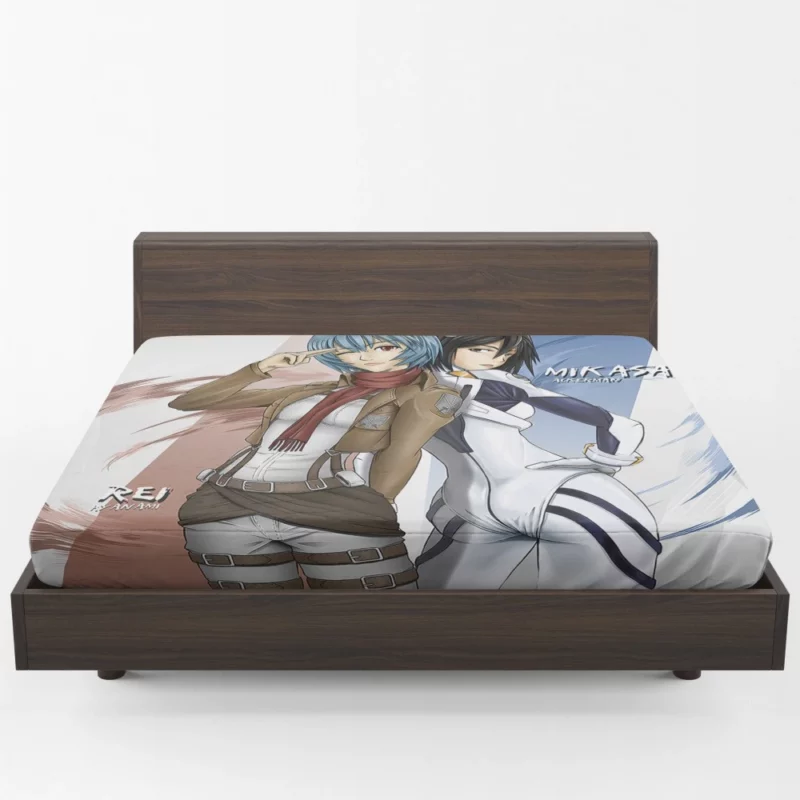 Rei Ayanami and Mikasa Crossover Anime Fitted Sheet 1