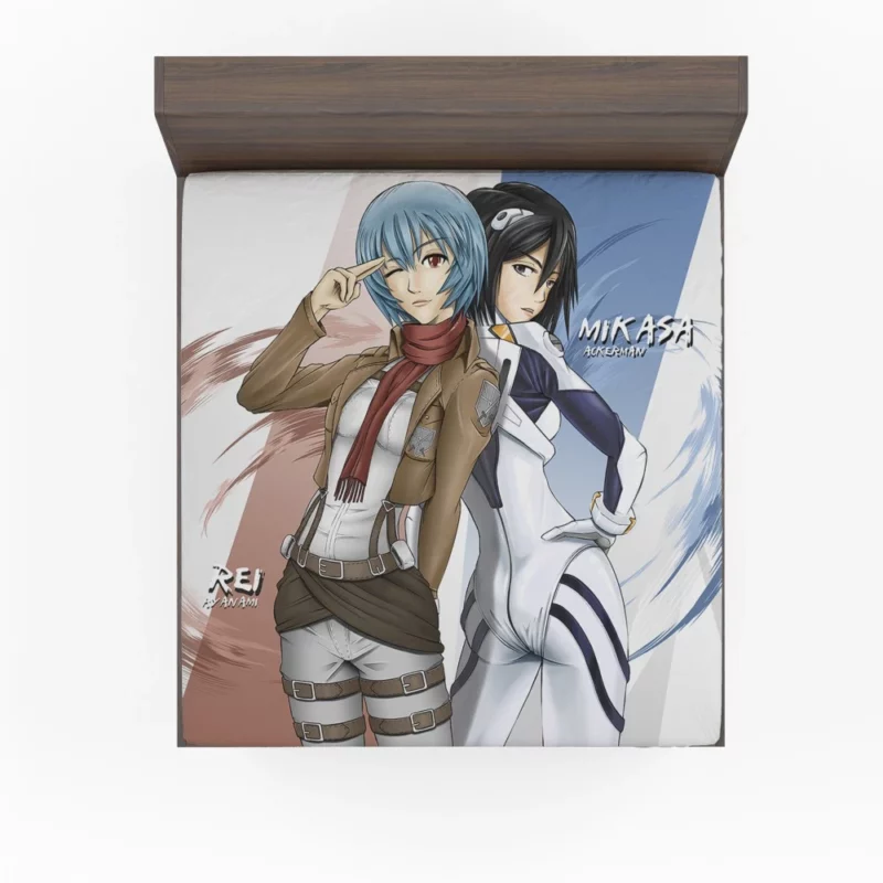 Rei Ayanami and Mikasa Crossover Anime Fitted Sheet