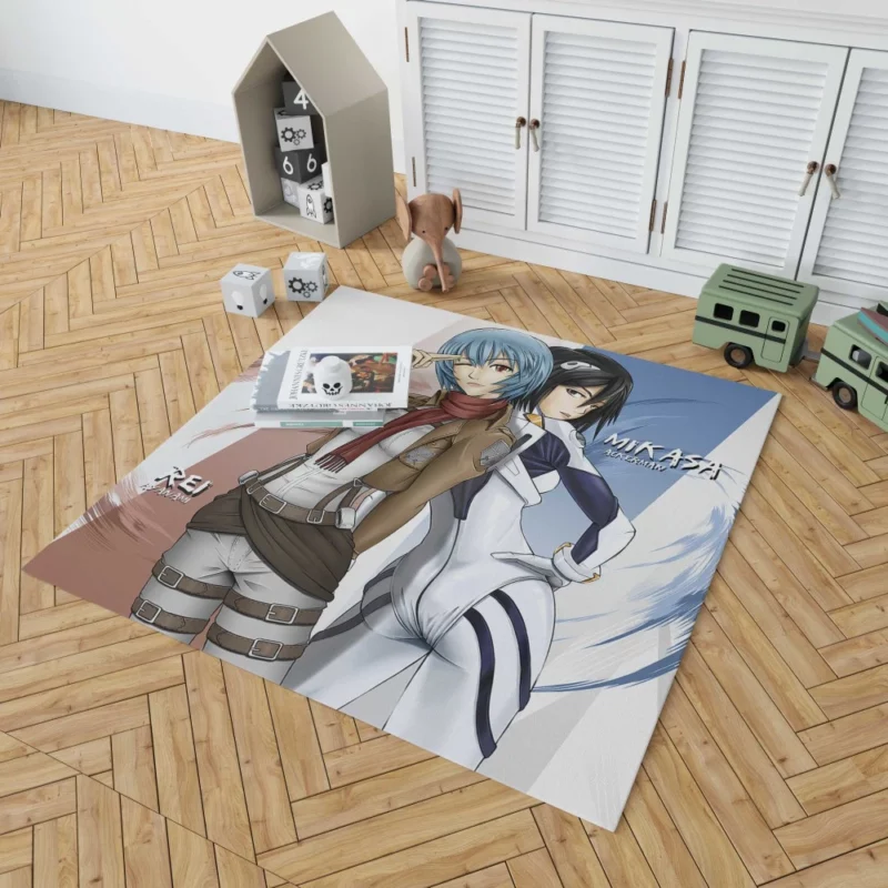 Rei Ayanami and Mikasa Crossover Anime Rug 1