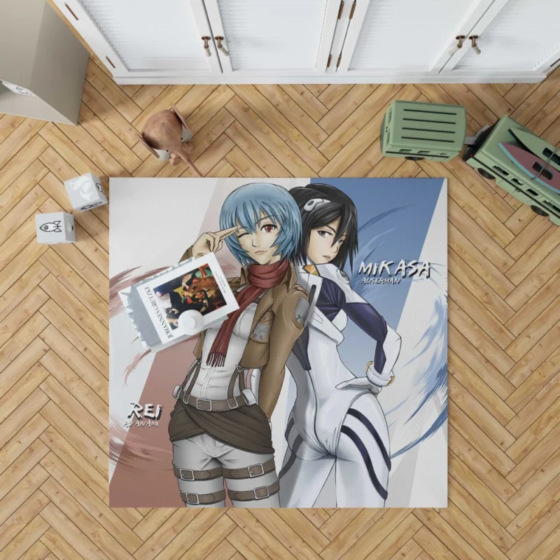 Rei Ayanami and Mikasa Crossover Anime Rug