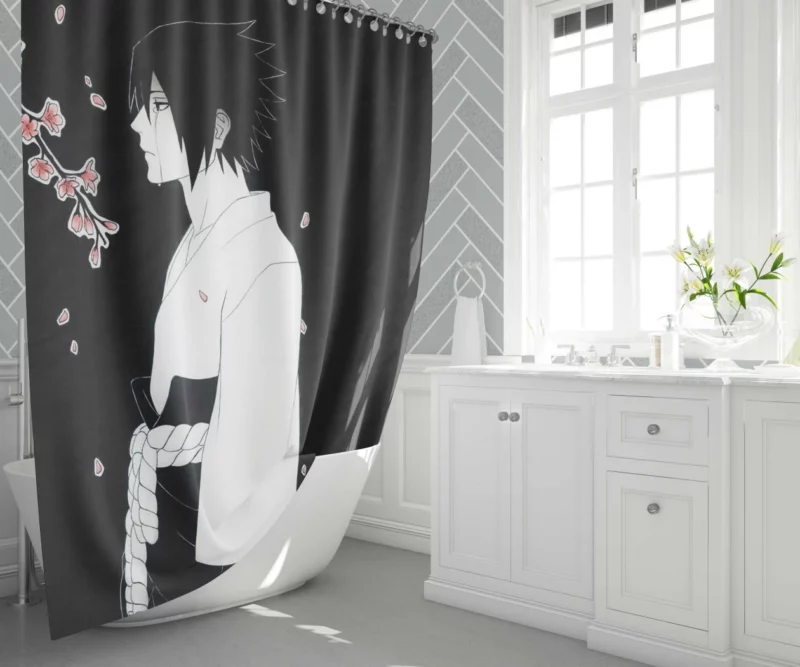 Return of the Uchiha Sasuke Tale Anime Shower Curtain 1