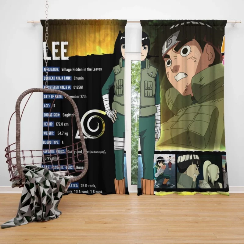 Rock Lee Leaf Village Green Beast Anime Curtain