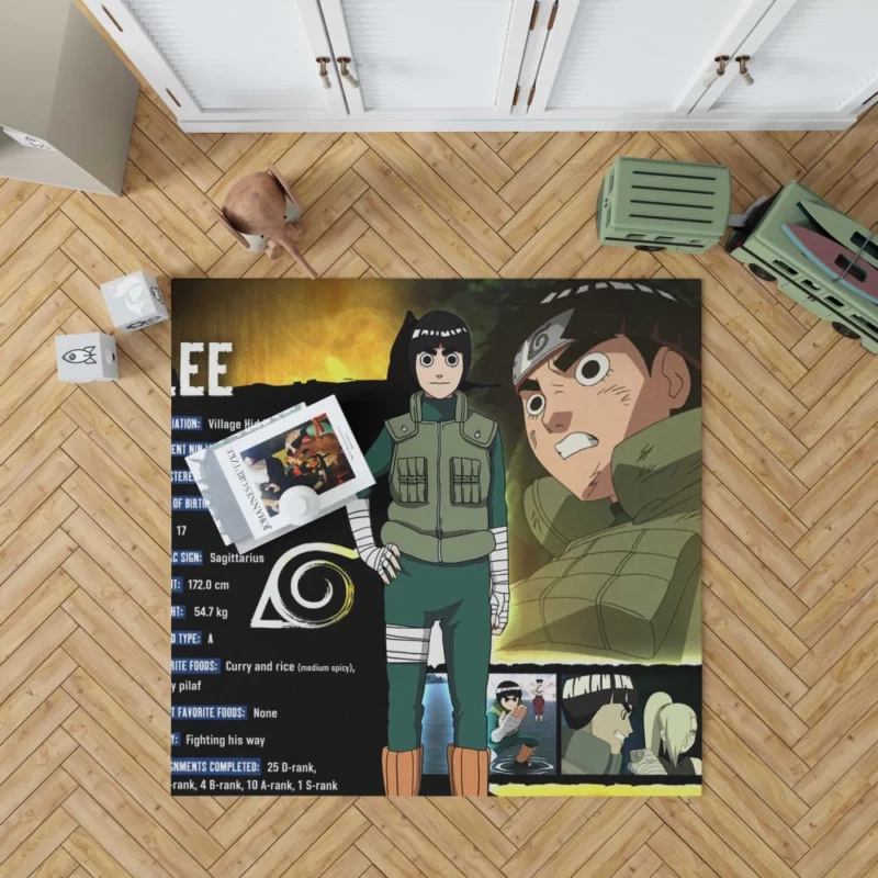 Rock Lee Leaf Village Green Beast Anime Rug