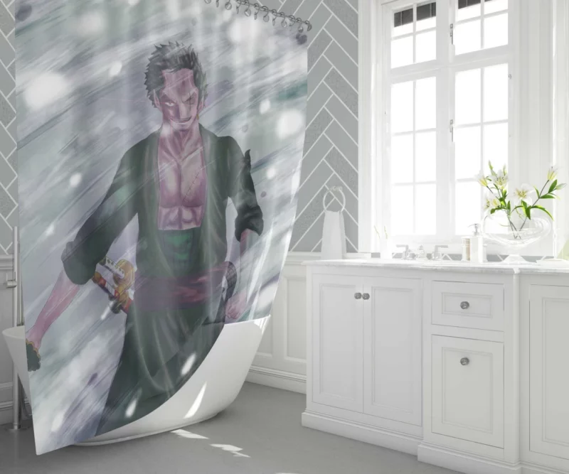 Roronoa Zoro Pirate Triumph Anime Shower Curtain 1