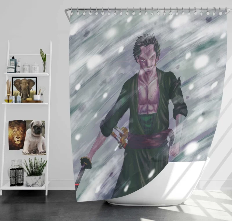 Roronoa Zoro Pirate Triumph Anime Shower Curtain