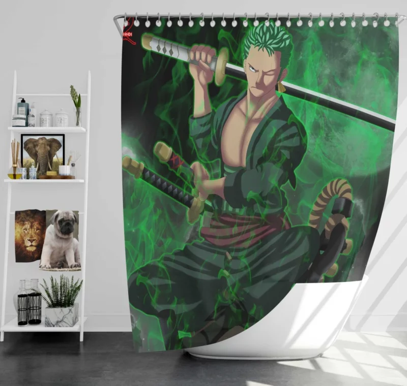 Roronoa Zoro Swordmaster Path Anime Shower Curtain