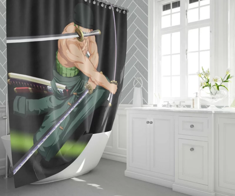 Roronoa Zoro Three-Sword Style Anime Shower Curtain 1