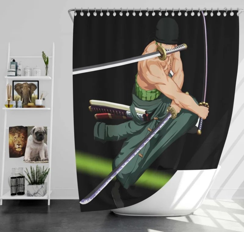 Roronoa Zoro Three-Sword Style Anime Shower Curtain