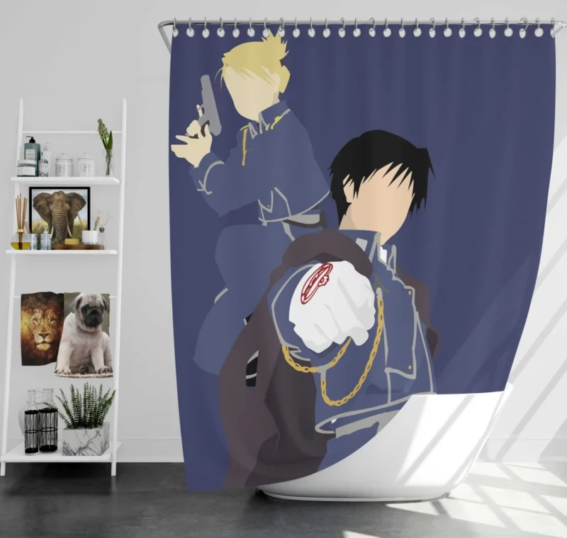 Roy Mustang and Riza Unbreakable Bond Anime Shower Curtain