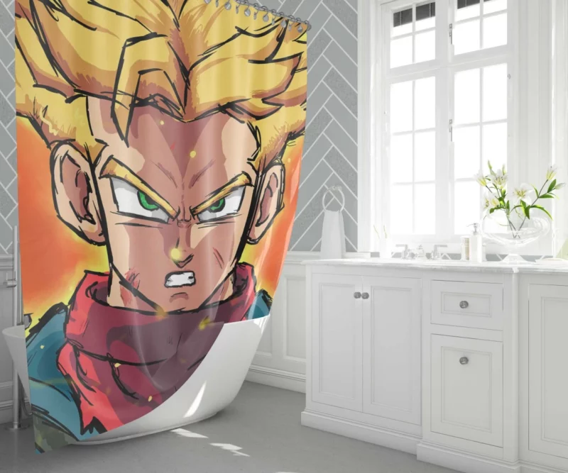 SSJ Trunks Strength in Dragon Ball Super Anime Shower Curtain 1