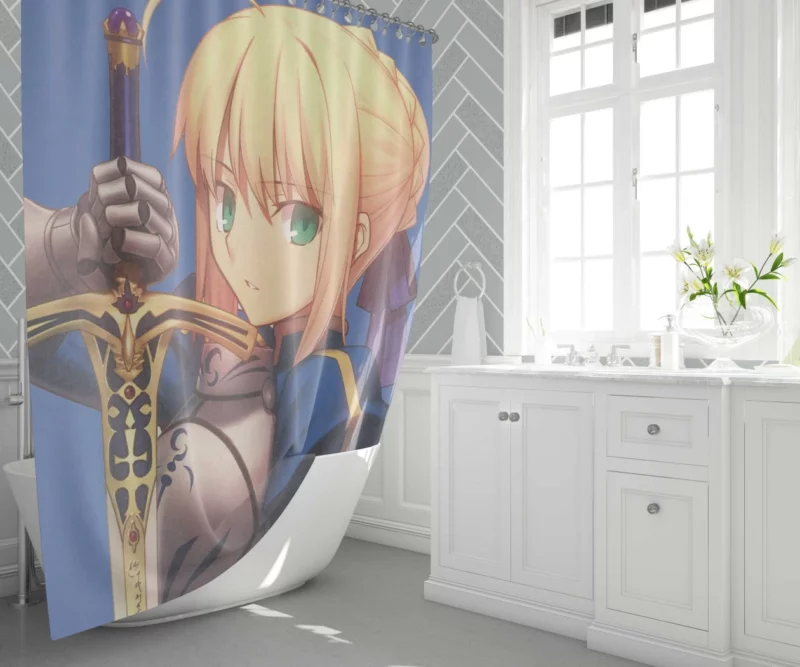 Saber Lily Excalibur Radiant Light Anime Shower Curtain 1