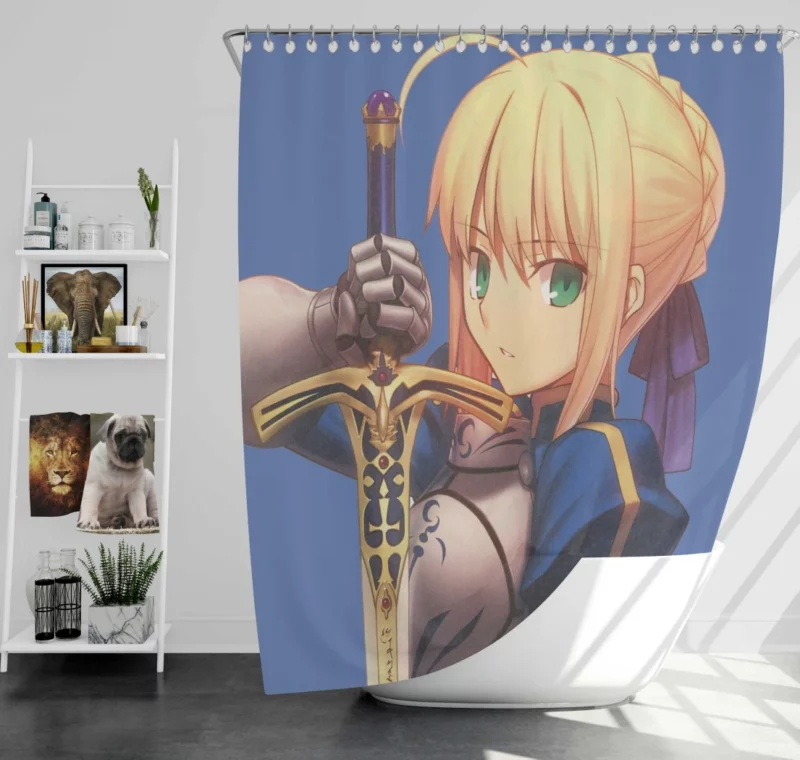 Saber Lily Excalibur Radiant Light Anime Shower Curtain