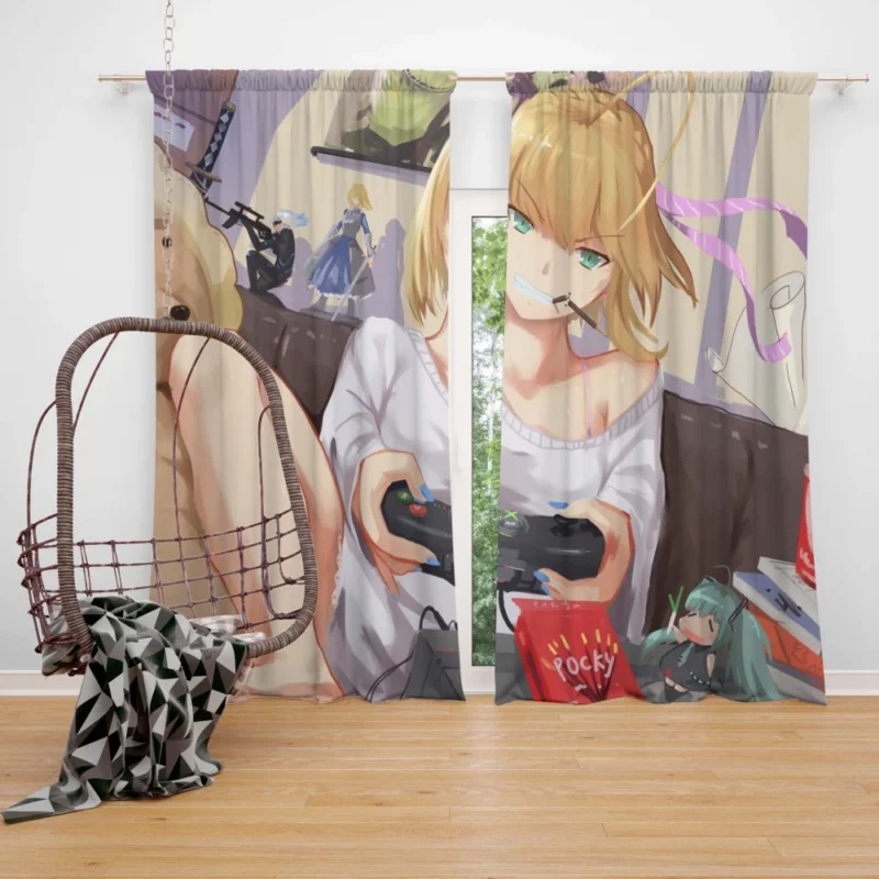 Saber Lily Fate Stay Night Graceful Heroine Anime Curtain