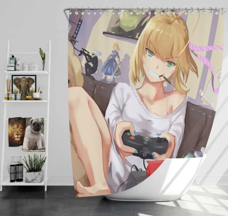 Saber Lily Fate Stay Night Graceful Heroine Anime Shower Curtain