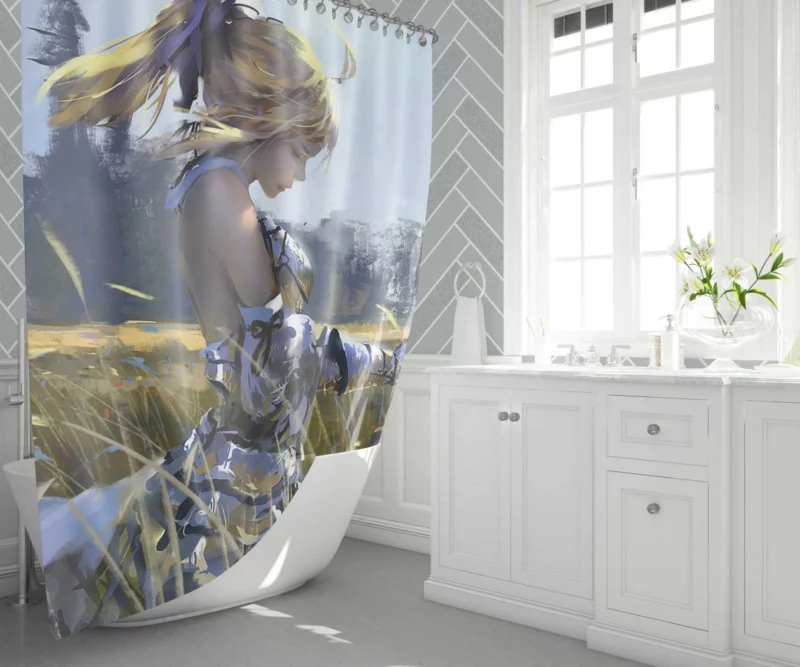 Saber Lily Radiant Heroine of Fate Series Anime Shower Curtain 1