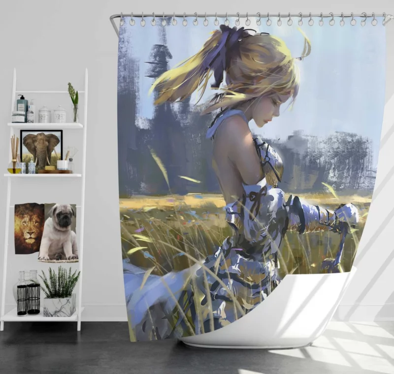 Saber Lily Radiant Heroine of Fate Series Anime Shower Curtain