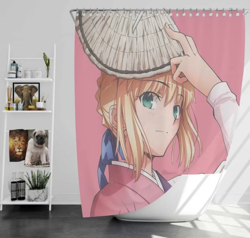 Saber Lily Windswept Beauty of Fate Series Anime Shower Curtain