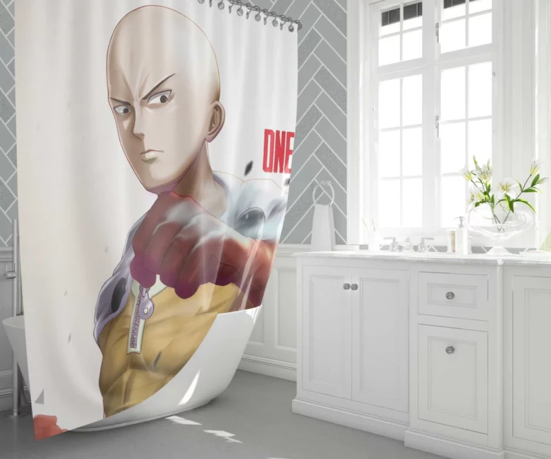 Saitama Heroic Adventures Await Anime Shower Curtain 1