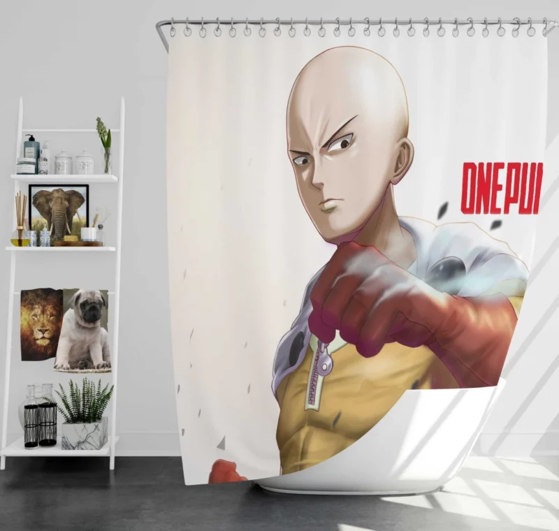 Saitama Heroic Adventures Await Anime Shower Curtain