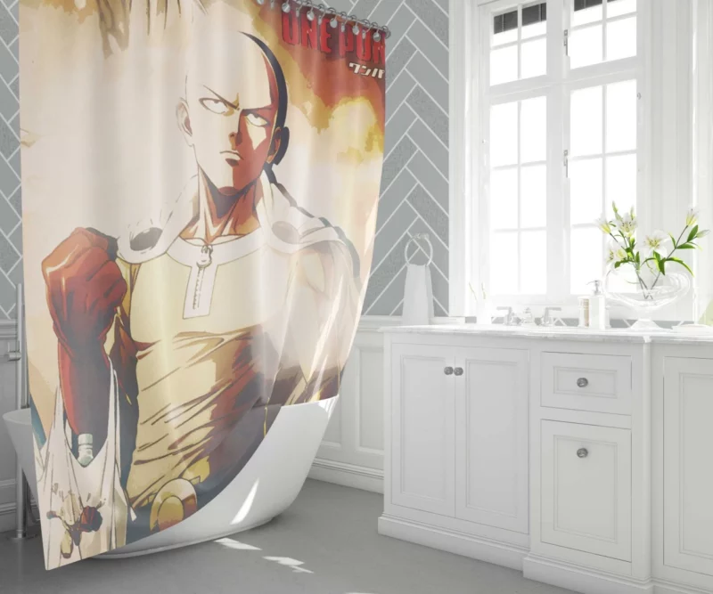 Saitama One Punch Hero Anime Shower Curtain 1