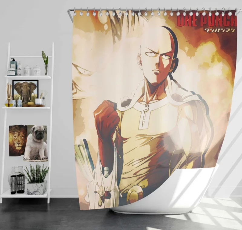 Saitama One Punch Hero Anime Shower Curtain