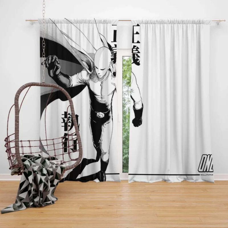 Saitama Power Unleashed Anime Curtain