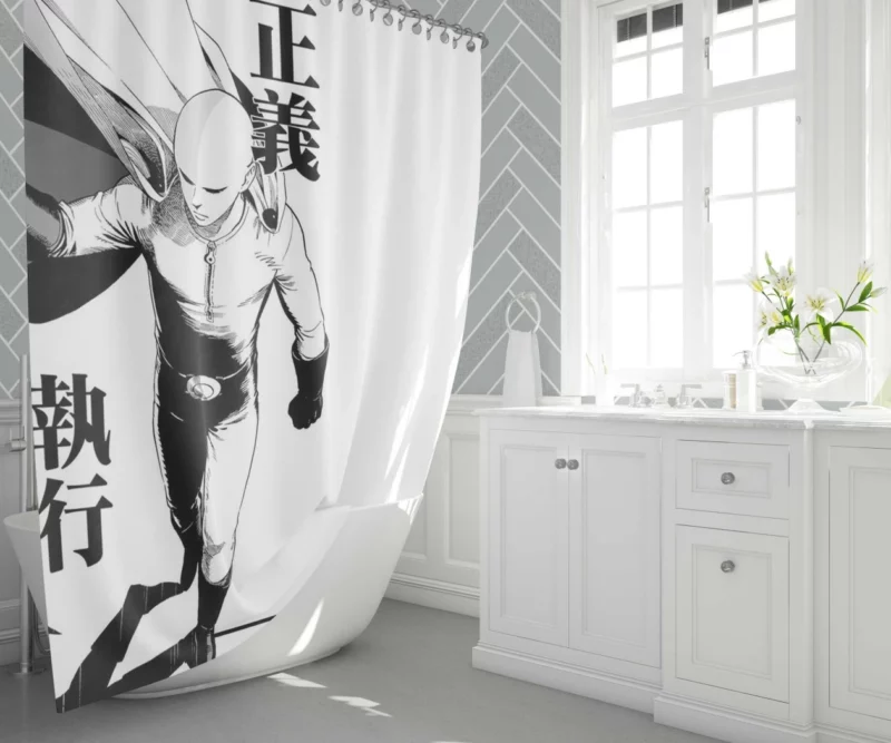 Saitama Power Unleashed Anime Shower Curtain 1