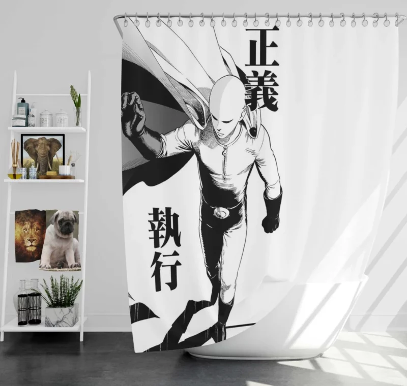 Saitama Power Unleashed Anime Shower Curtain