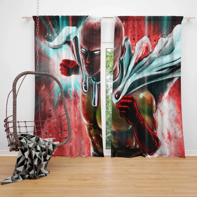 Saitama Punching Perfection Anime Curtain