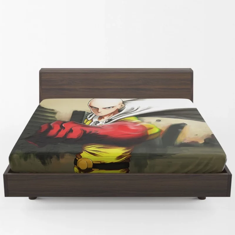 Saitama Unstoppable Hero Path Anime Fitted Sheet 1