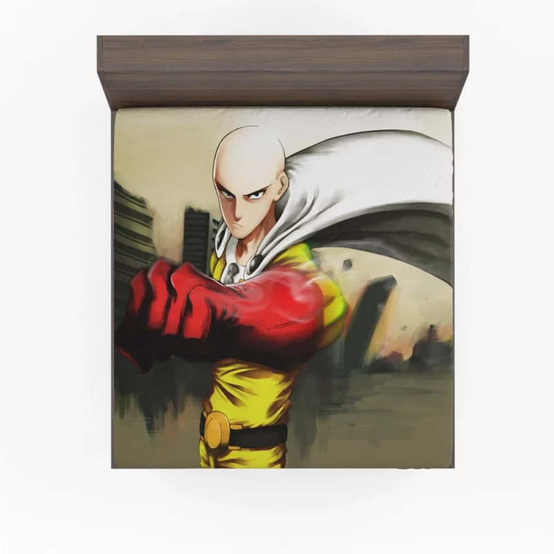 Saitama Unstoppable Hero Path Anime Fitted Sheet