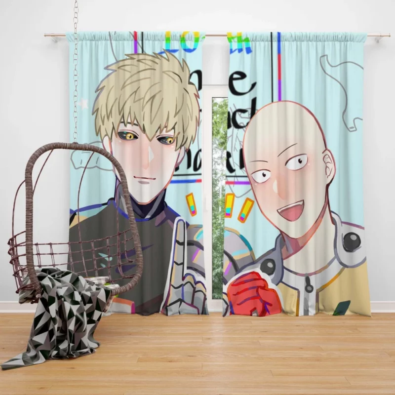 Saitama and Genos One-Punch Heroes Anime Curtain