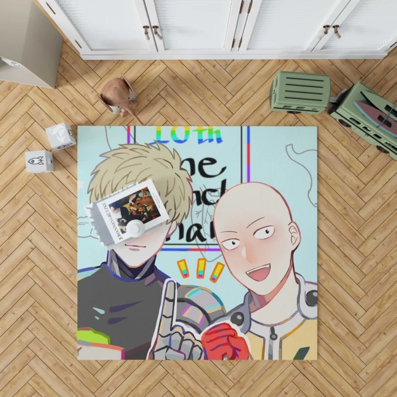 Saitama and Genos One-Punch Heroes Anime Rug