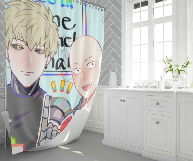 Saitama and Genos One-Punch Heroes Anime Shower Curtain 1