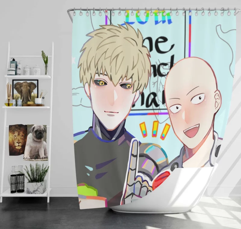 Saitama and Genos One-Punch Heroes Anime Shower Curtain