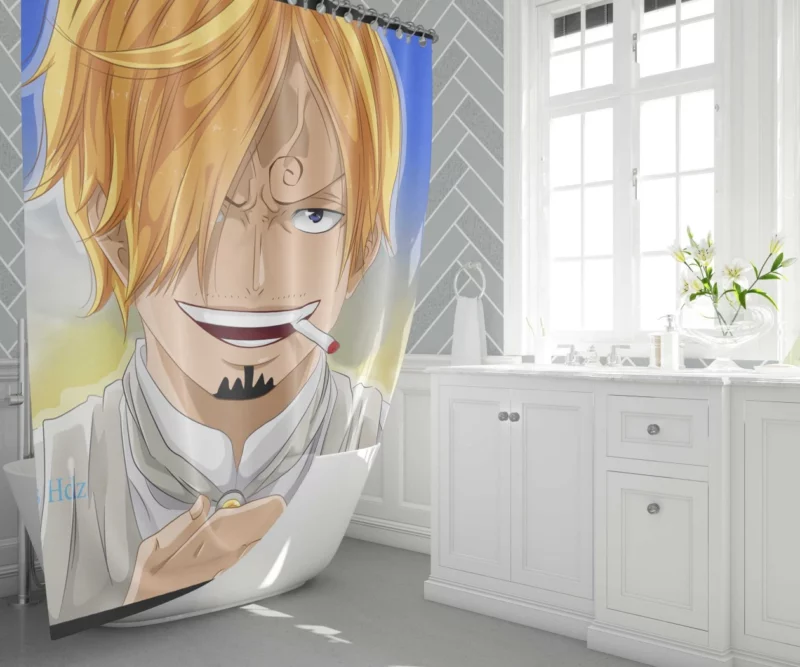 Sanji Pirate Flavorful Path Anime Shower Curtain 1