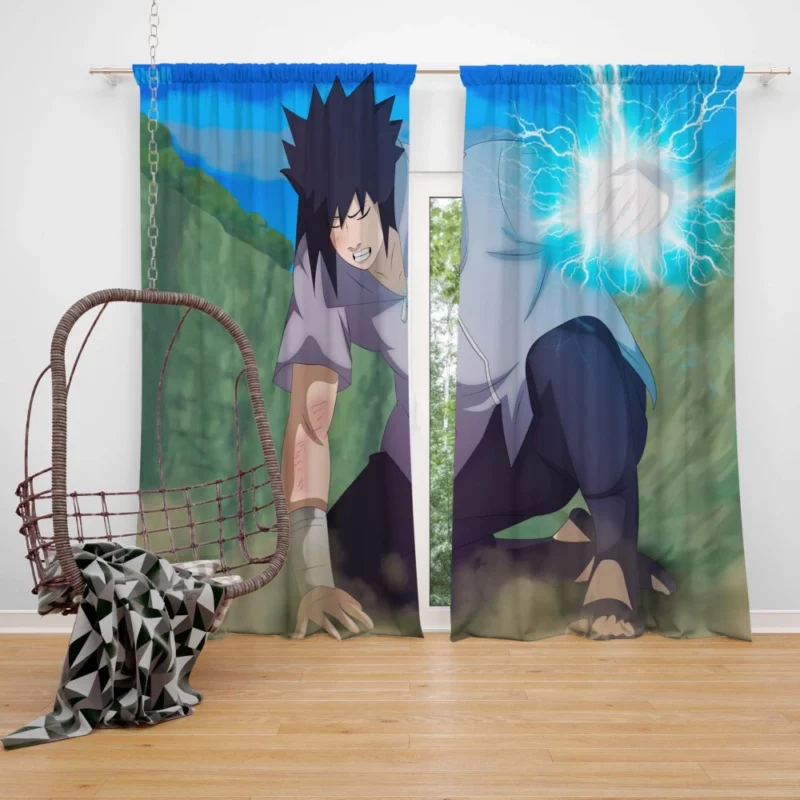 Sasuke Determination Shinobi Saga Anime Curtain
