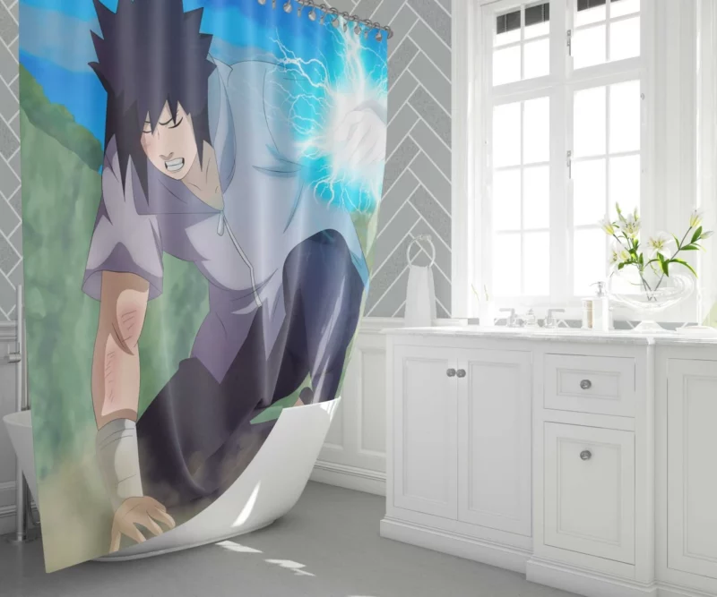 Sasuke Determination Shinobi Saga Anime Shower Curtain 1
