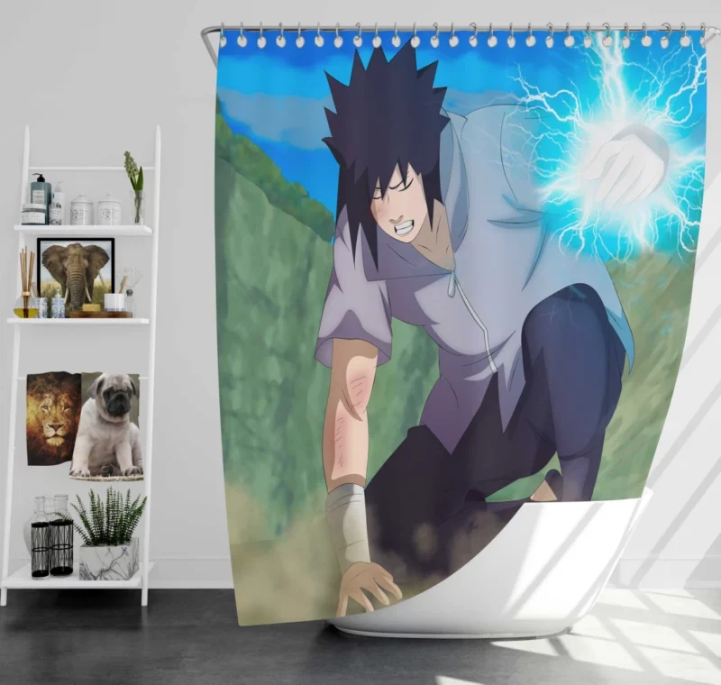 Sasuke Determination Shinobi Saga Anime Shower Curtain
