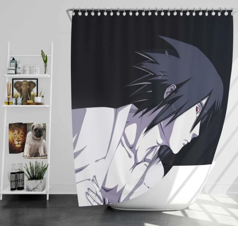 Sasuke Pursuit Shinobi Path Anime Shower Curtain