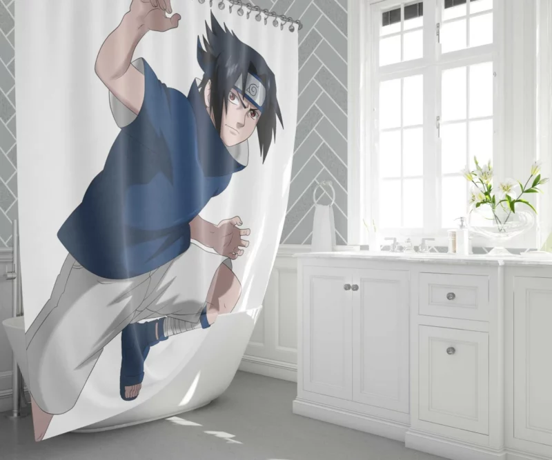 Sasuke Resolve Shinobi Chronicles Anime Shower Curtain 1